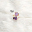 Natural Stones Finger Rings - Claw Fitting - Rough Shape - Double Stone