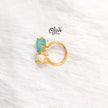 Natural Stones Finger Rings - Claw Fitting - Rough Shape -Crystal Stone with one Pearl