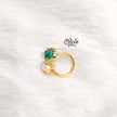 Natural Stones Finger Rings - Claw Fitting - Rough Shape -Crystal Stone with one Pearl