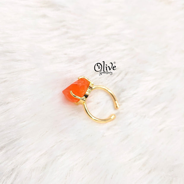Natural Stones Finger Rings - Claw Fitting - Rough Shape - Medium