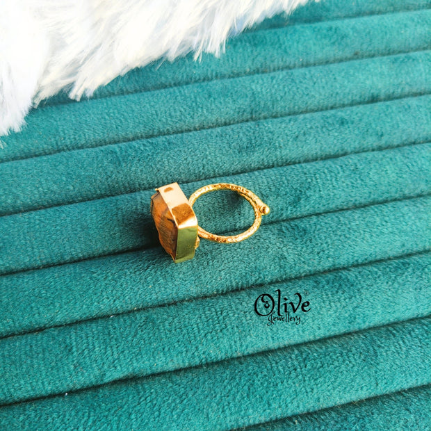 Natural Stone Finger Rings - Collet Fitting - Rough Shape