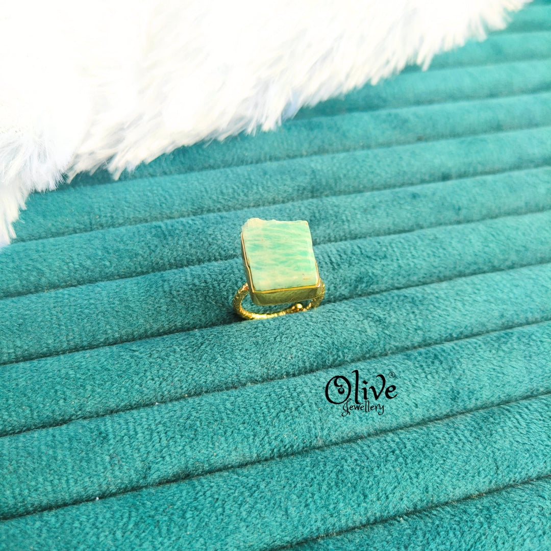 Natural Stone Finger Rings - Collet Fitting - Rough Shape