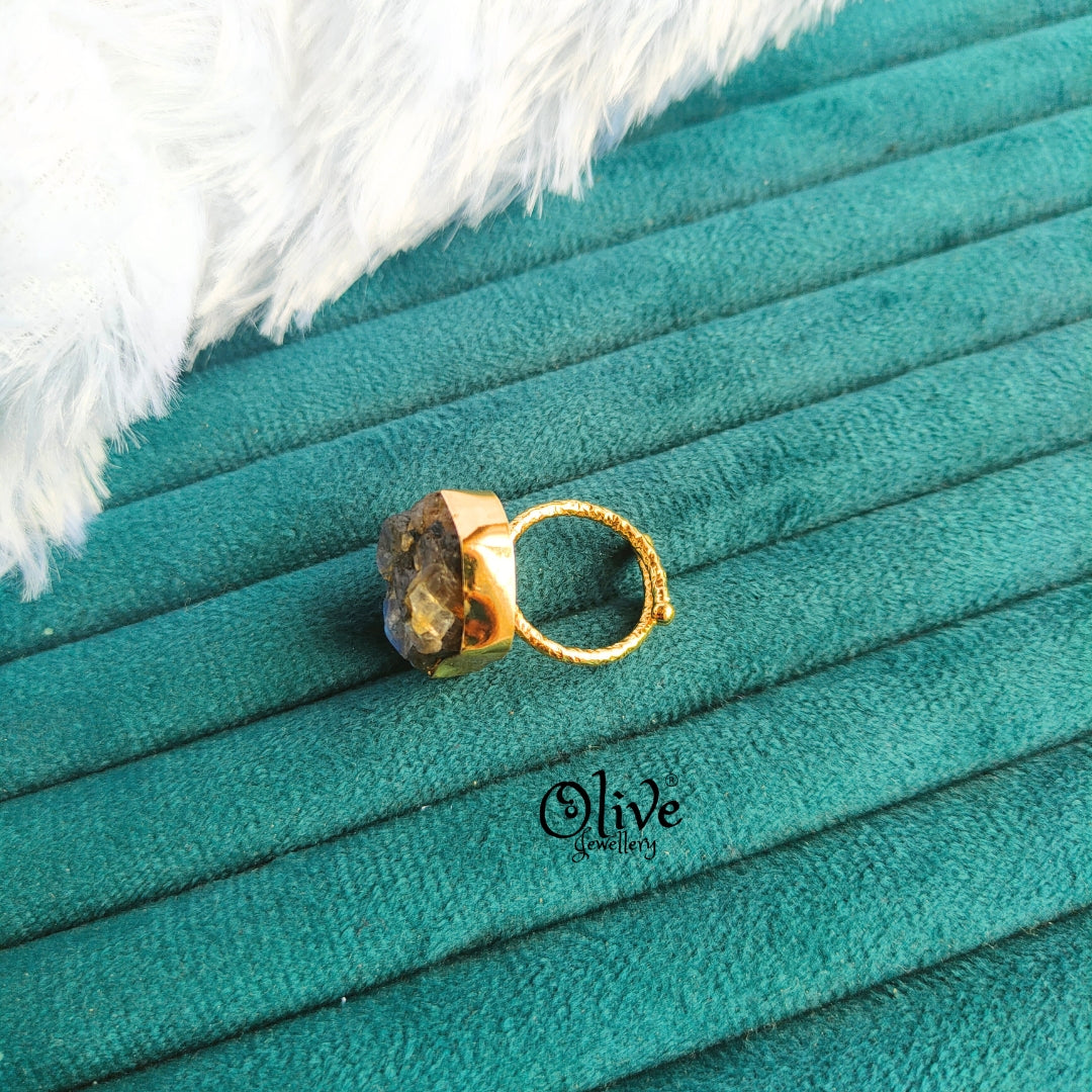 Natural Stone Finger Rings - Collet Fitting - Rough Shape