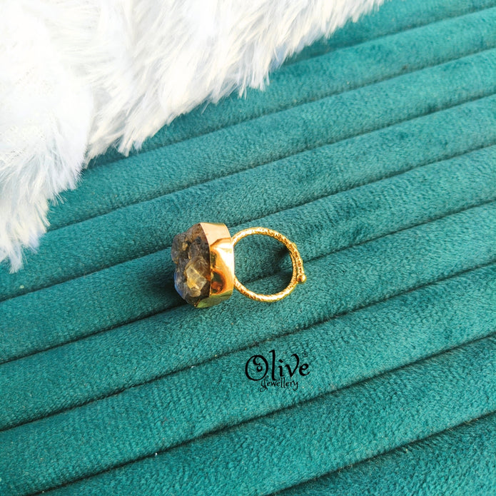 Natural Stone Finger Rings - Collet Fitting - Rough Shape