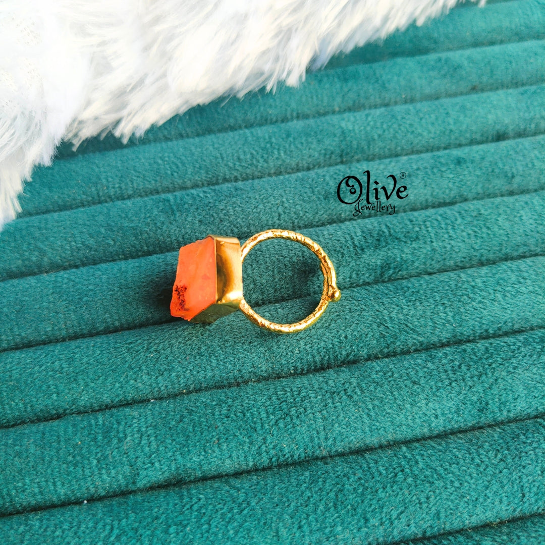 Natural Stone Finger Rings - Collet Fitting - Rough Shape