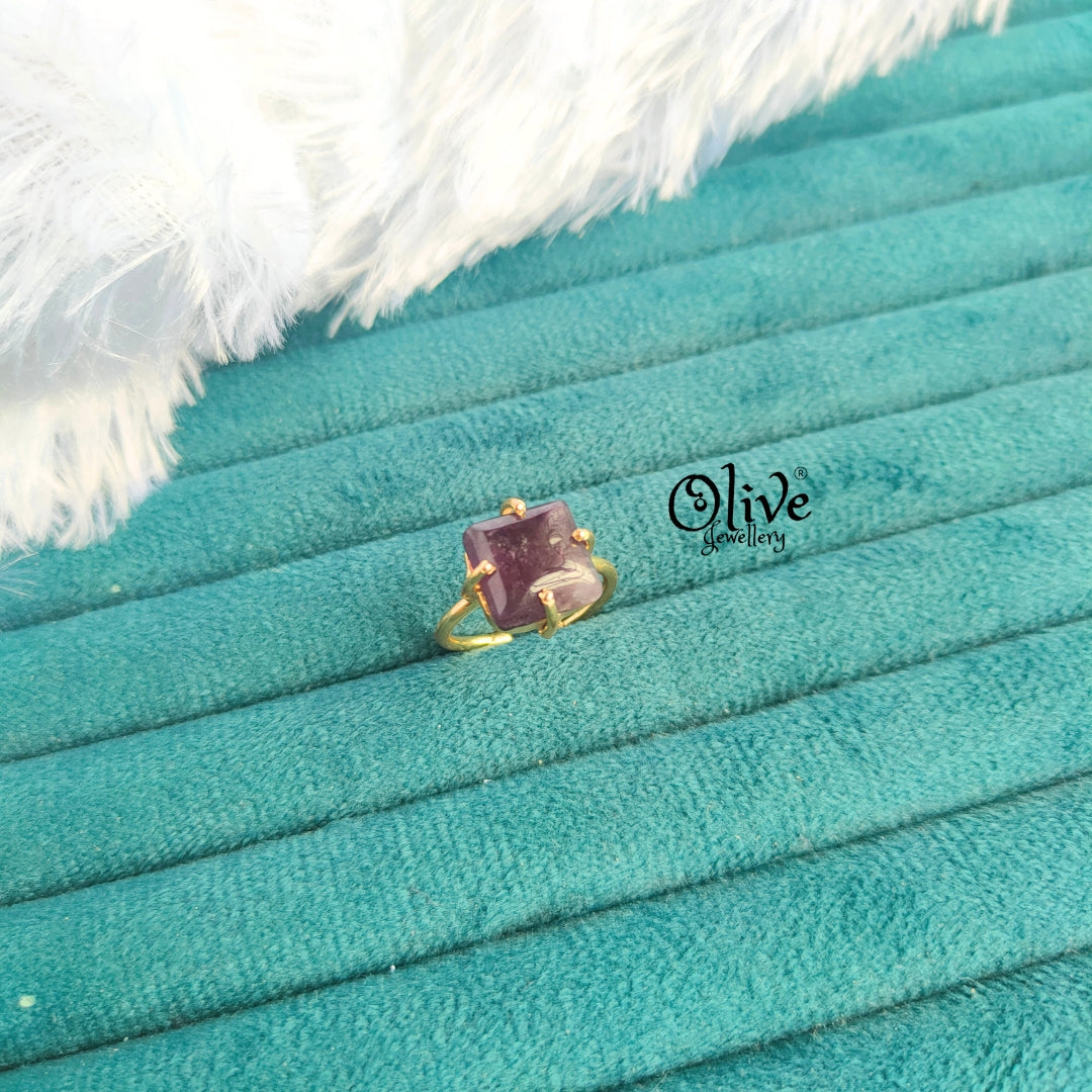 Natural Stone Finger Rings - Claw Fitting - Square Shape - Finished