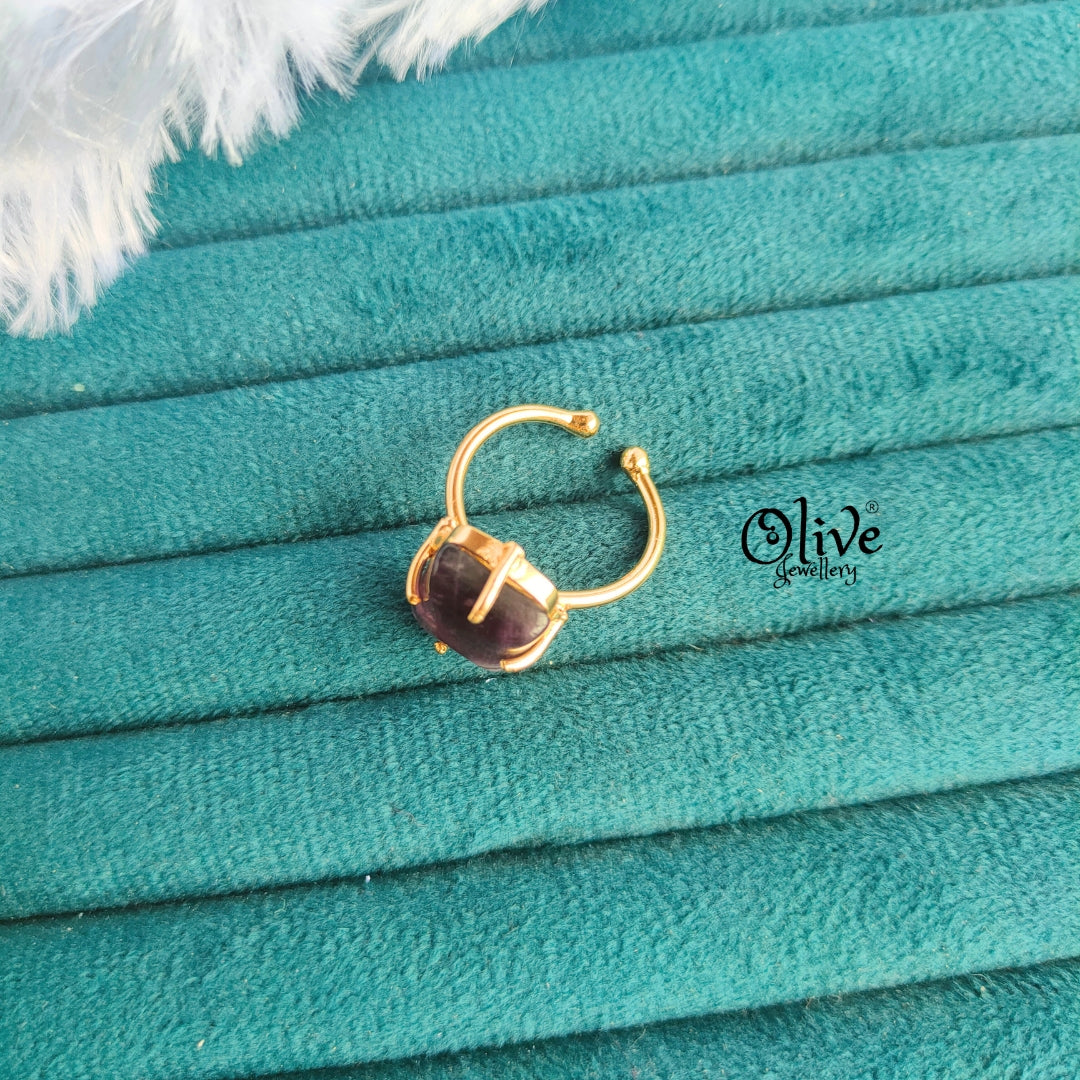 Natural Stone Finger Rings - Claw Fitting - Square Shape - Finished