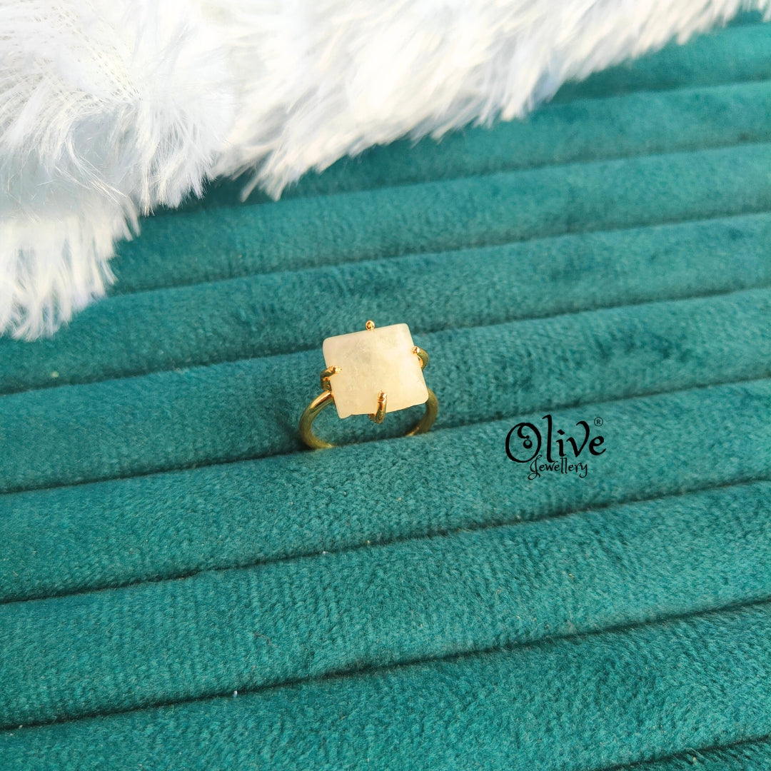 Natural Stone Finger Rings - Claw Fitting - Square Shape - Finished
