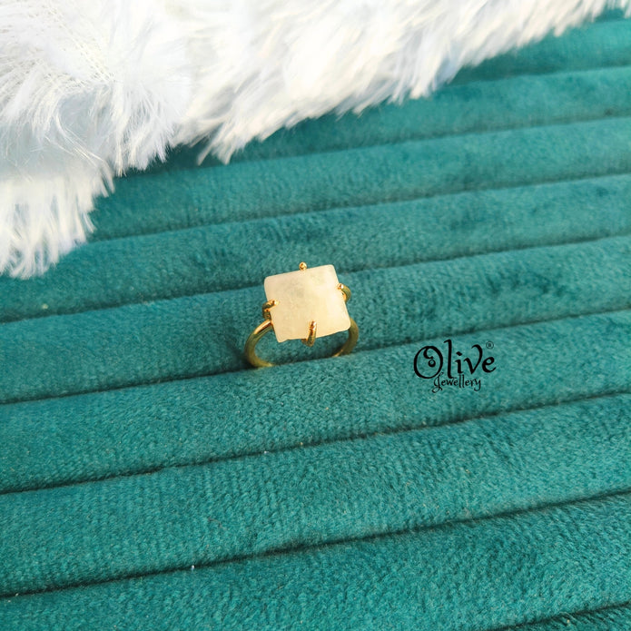 Natural Stone Finger Rings - Claw Fitting - Square Shape - Finished