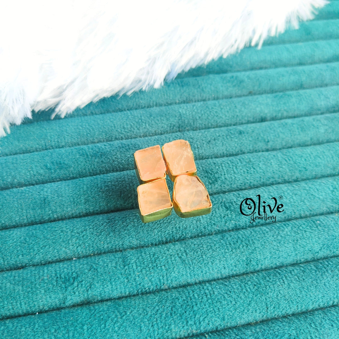 Natural Stone Finger Rings - Collet Fitting - Rough Shape - 4 Stones