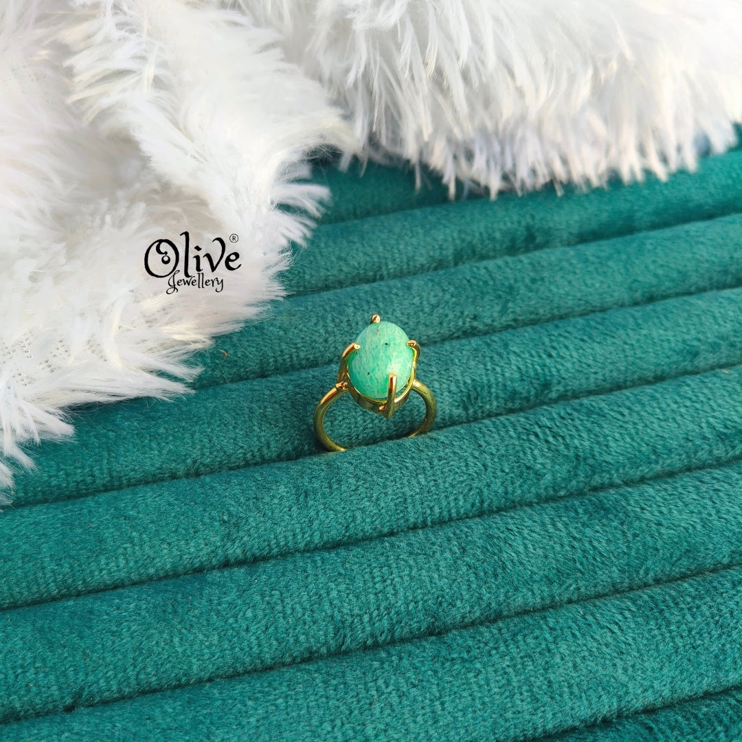 Natural Stone Finger Rings - Claw Fitting - Oval Shape - Full Finished