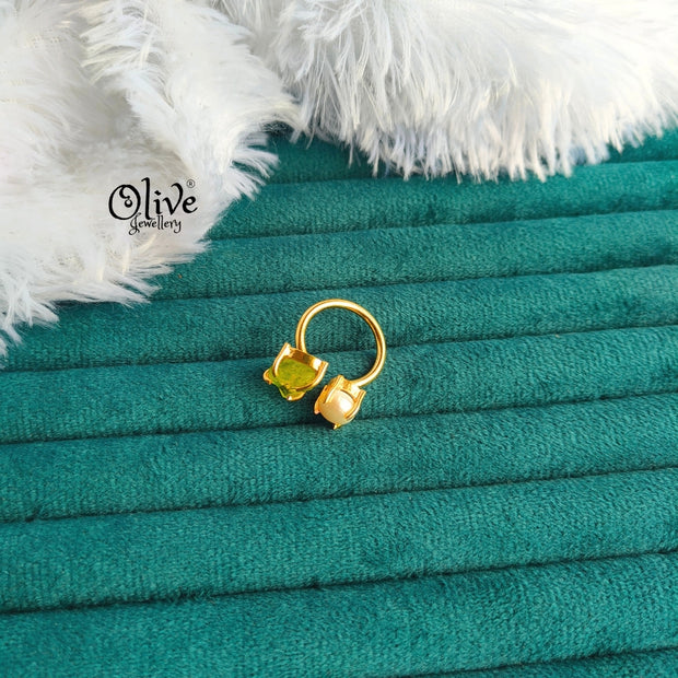Natural Stone Finger Rings - Claw Fitting - Stone With Pearl