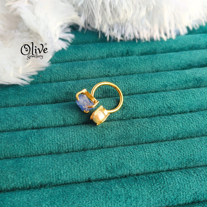 Natural Stone Finger Rings - Claw Fitting - Stone With Pearl