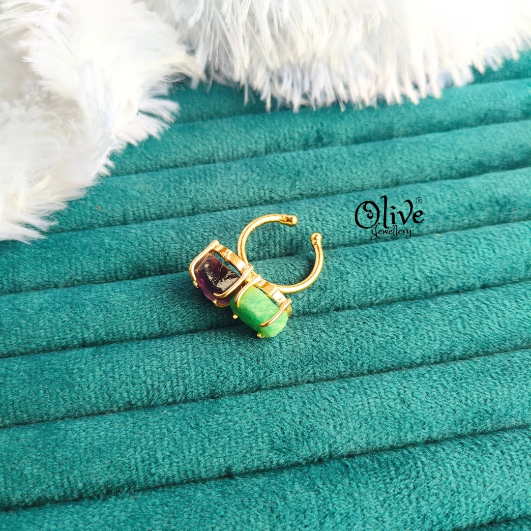 Natural Stone Finger Rings - Claw Fitting - Double Stone
