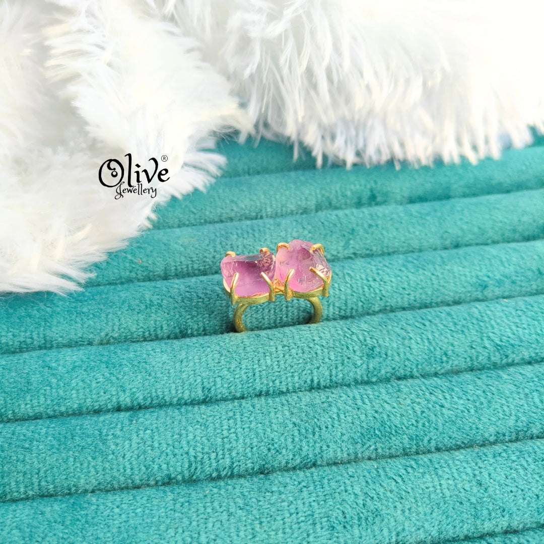 Natural Stone Finger Rings - Claw Fitting - Double Stone