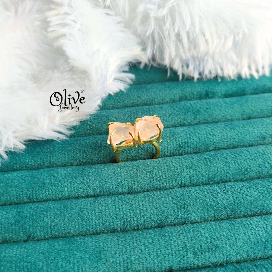 Natural Stone Finger Rings - Claw Fitting - Double Stone