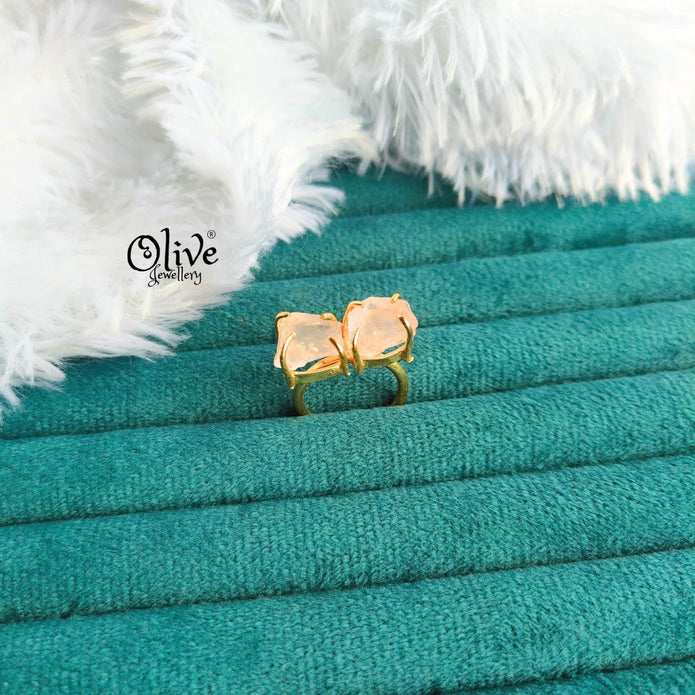 Natural Stone Finger Rings - Claw Fitting - Double Stone