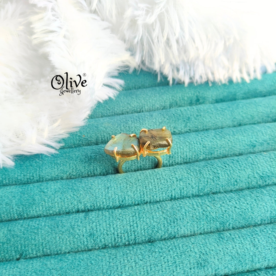 Natural Stone Finger Rings - Claw Fitting - Double Stone