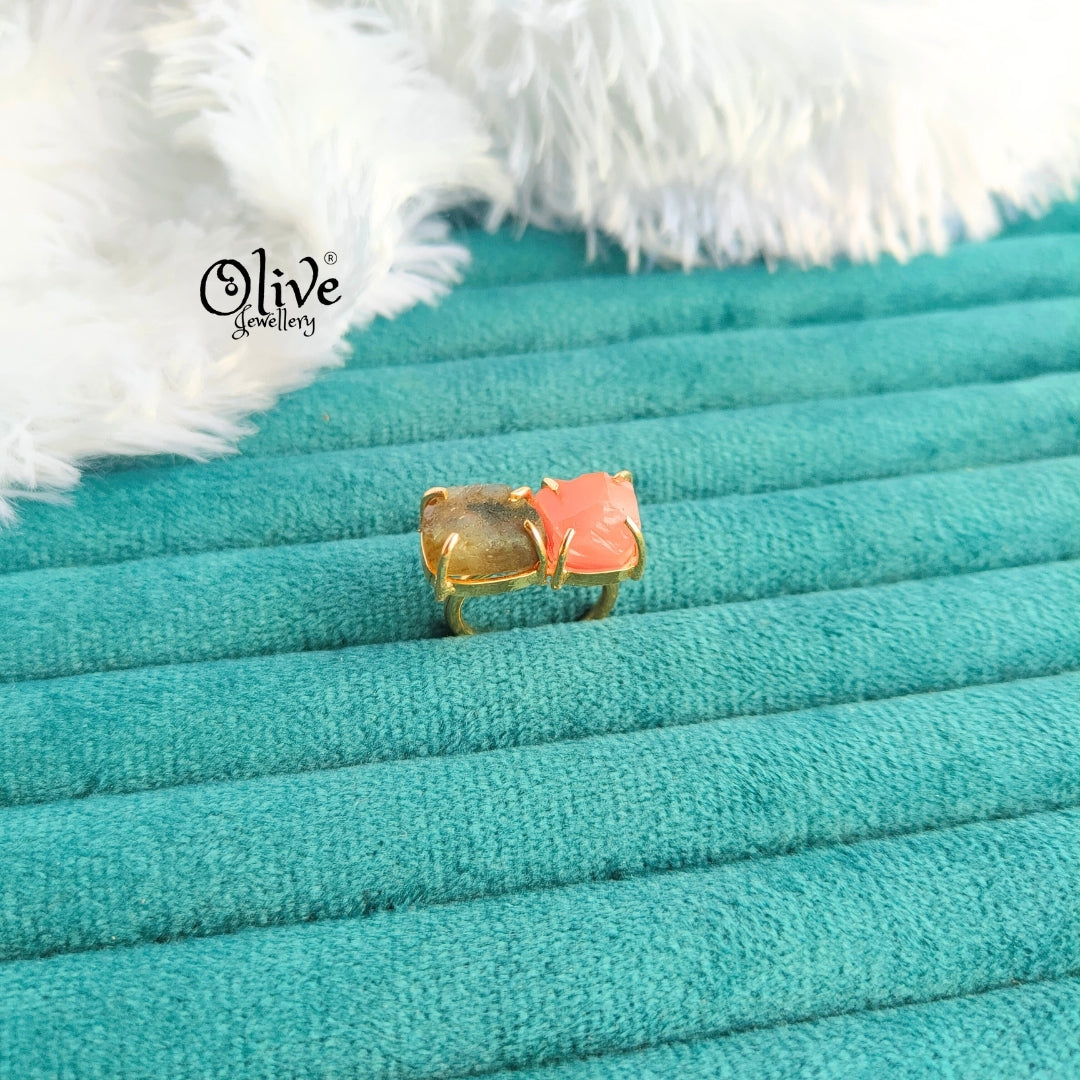 Natural Stone Finger Rings - Claw Fitting - Double Stone