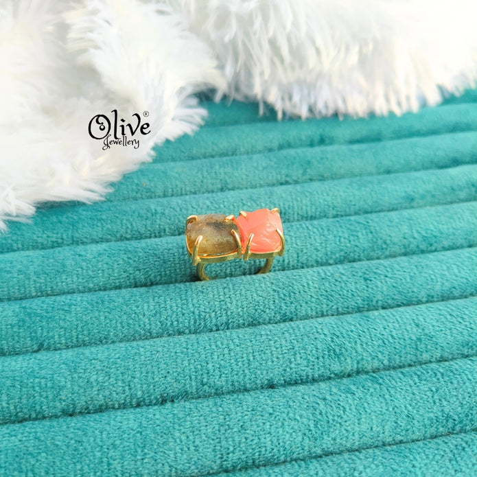 Natural Stone Finger Rings - Claw Fitting - Double Stone