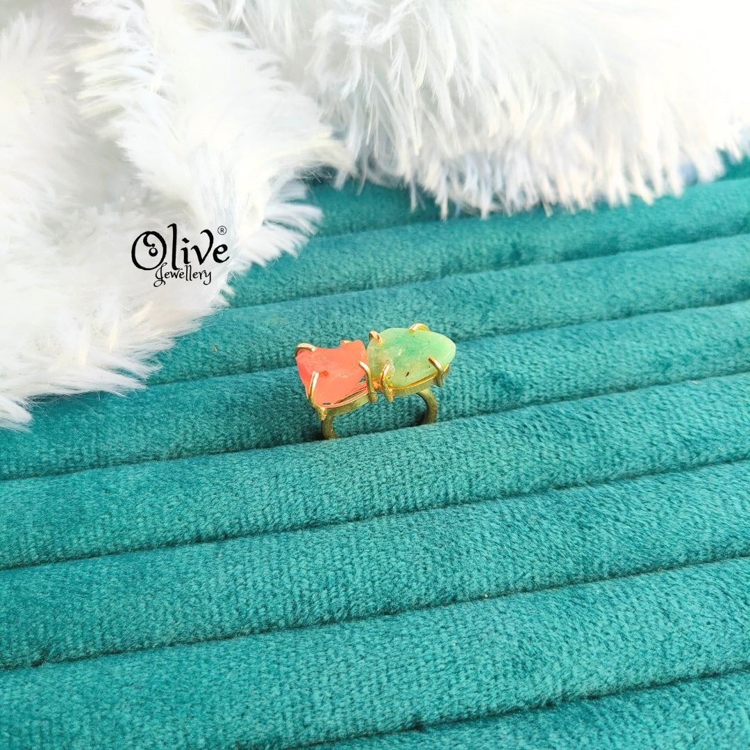 Natural Stone Finger Rings - Claw Fitting - Double Stone