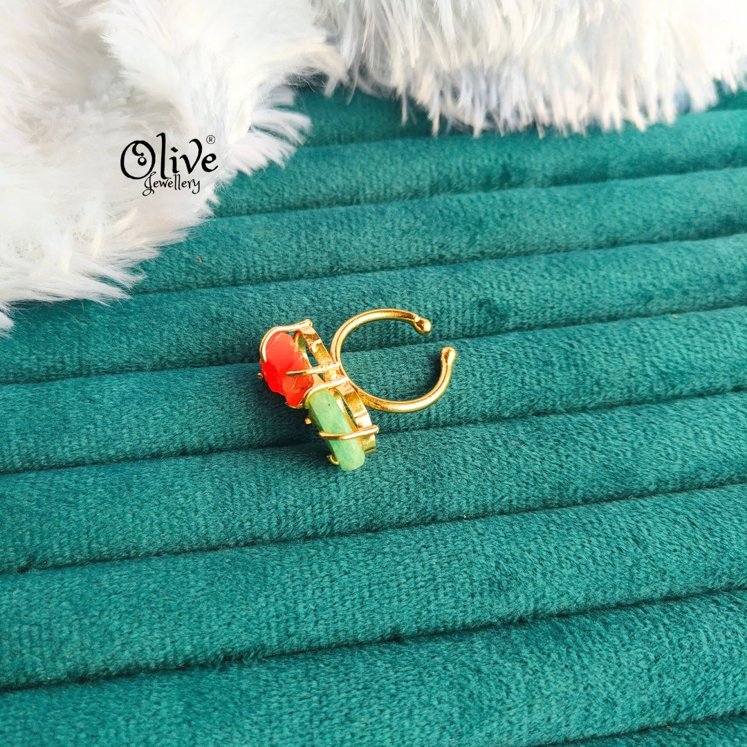 Natural Stone Finger Rings - Claw Fitting - Double Stone