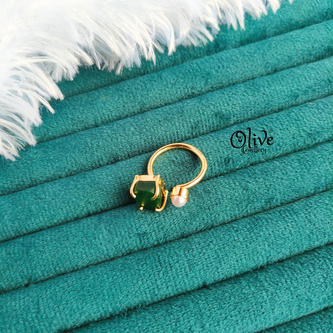 Natural Stone Finger Rings - Claw Fitting - Single Stone with Pearl