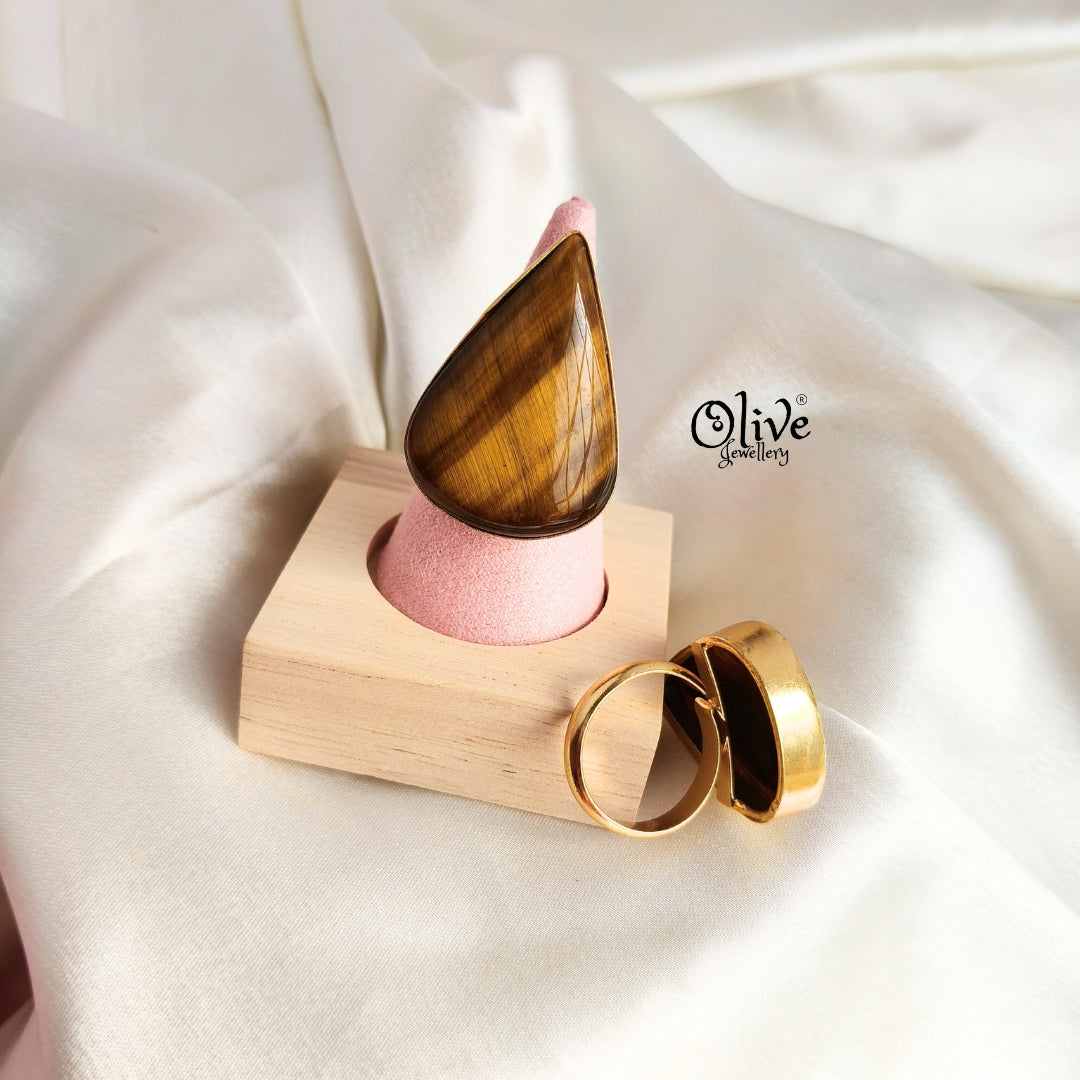 Natural Stone Finger Rings - Collet Fitting - 093