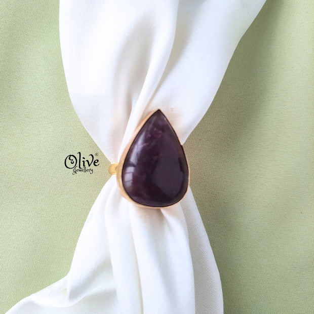 Natural Stone Finger Rings - Collet Fitting - 145