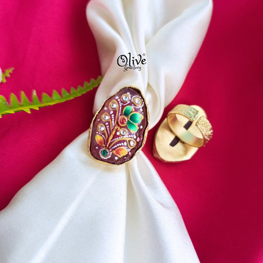 Natural Stone Tanjore Finger Ring -153