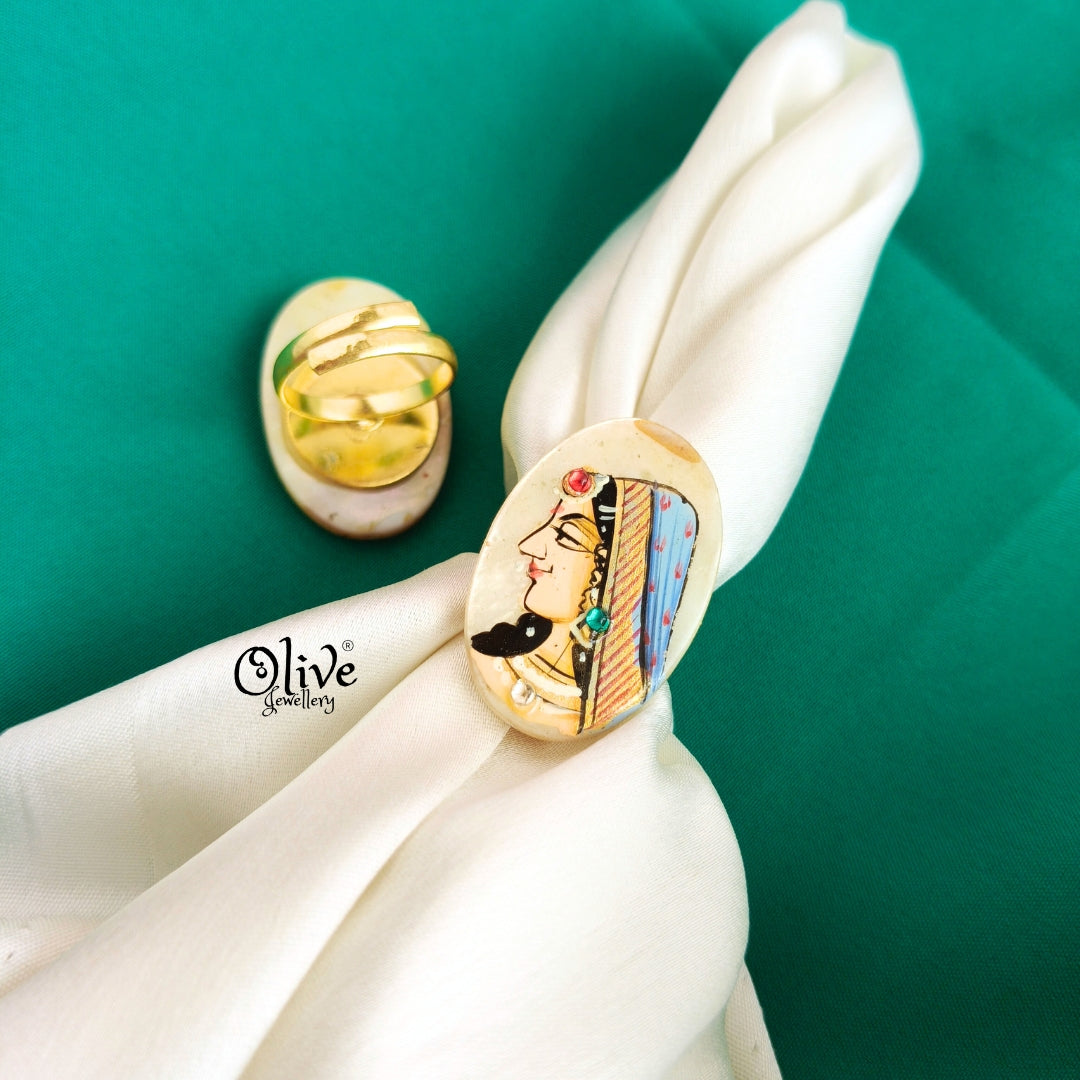 Natural Stone Tanjore Finger Rings -171