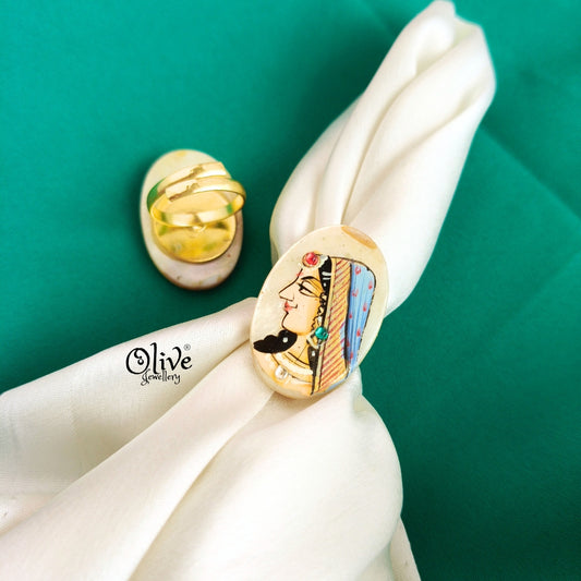 Natural Stone Tanjore Finger Rings -171