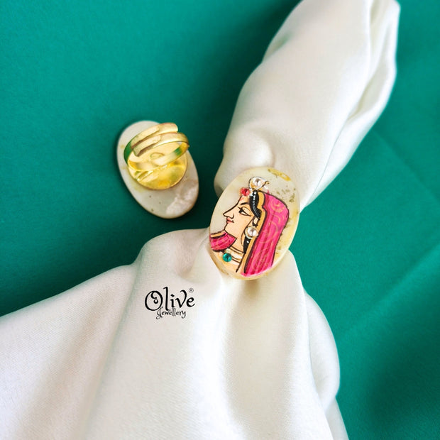 Natural Stone Tanjore Finger Rings -172