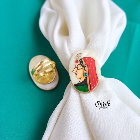 Natural Stone Tanjore Finger Rings -175