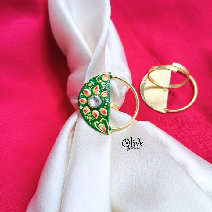 Golden Brass -Tanjore Painting Finger Ring-176