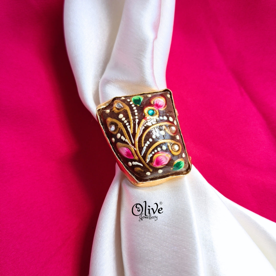 Natural Stone Tanjore Finger Rings -179