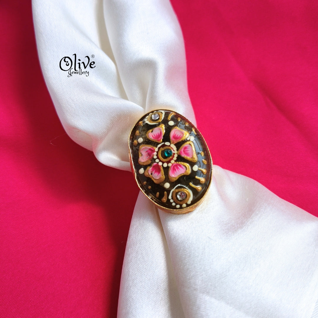 Natural Stone Tanjore Finger Rings -180