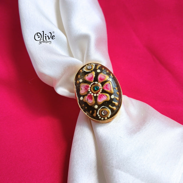 Natural Stone Tanjore Finger Rings -180