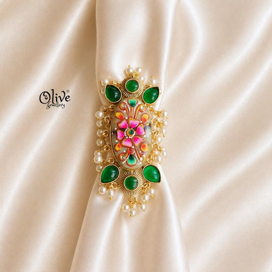 Natural Stone Tanjore Finger Ring -182