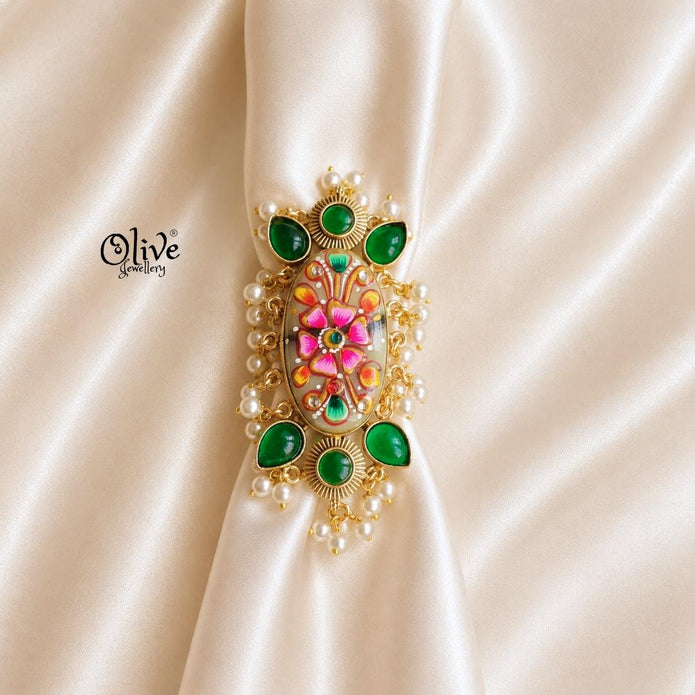 Natural Stone Tanjore Finger Ring -182