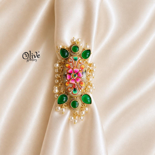 Natural Stone Tanjore Finger Ring -182