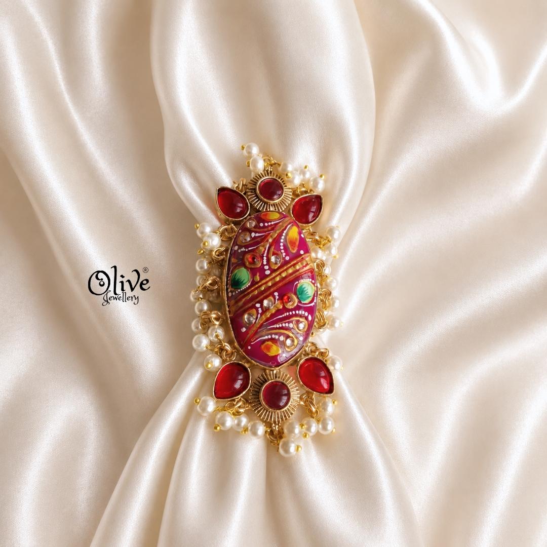 Natural Stone Tanjore Finger Ring -183