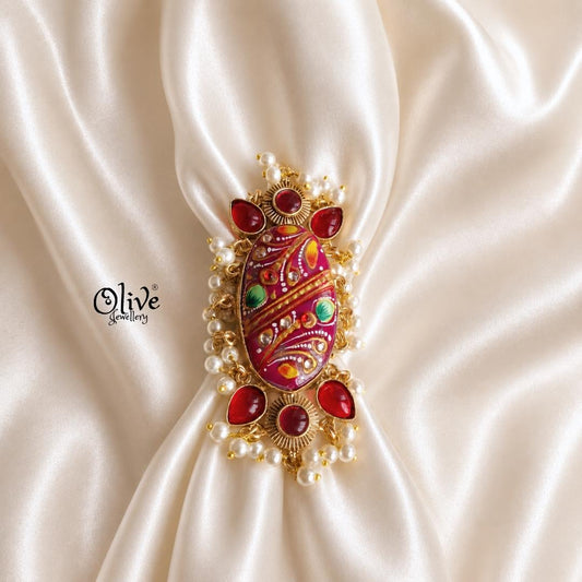 Natural Stone Tanjore Finger Ring -183
