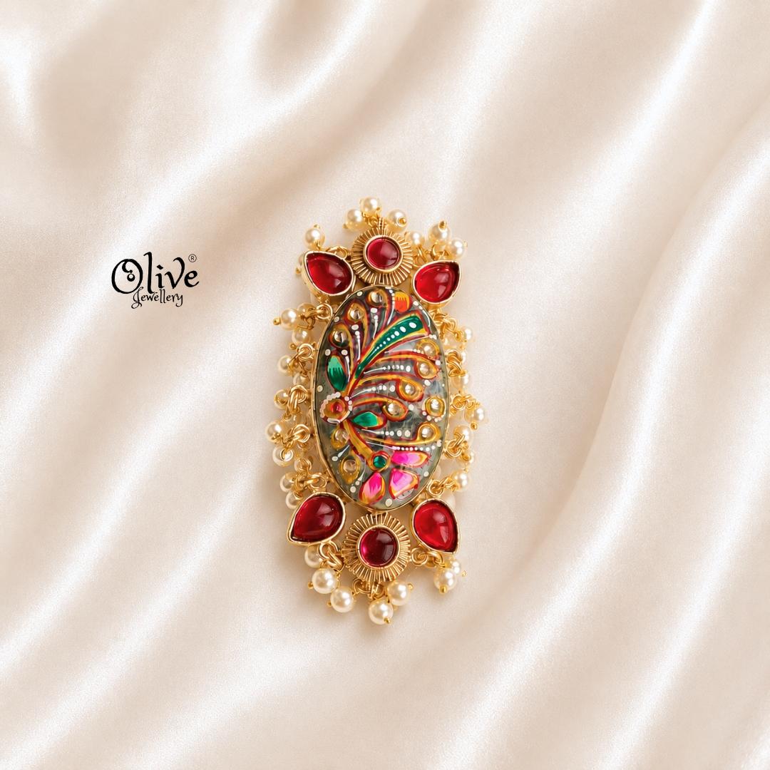 Natural Stone Tanjore Finger Ring -184