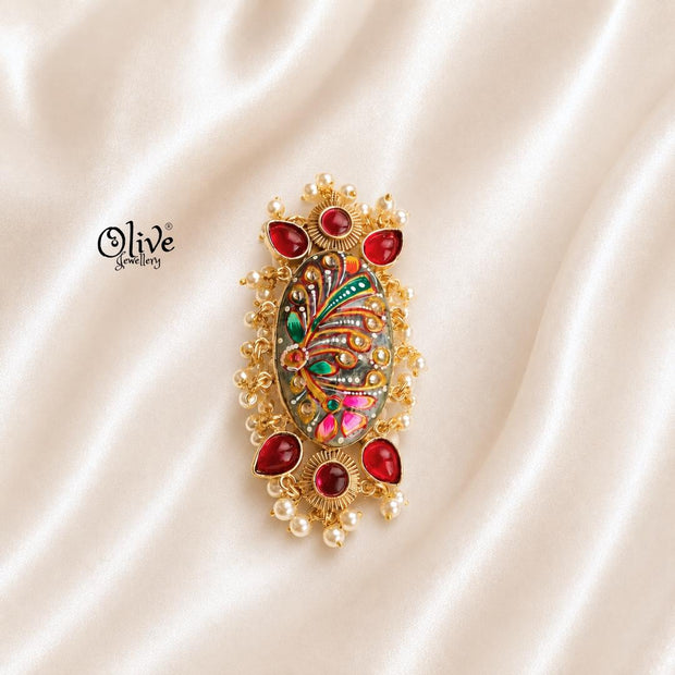 Natural Stone Tanjore Finger Ring -184