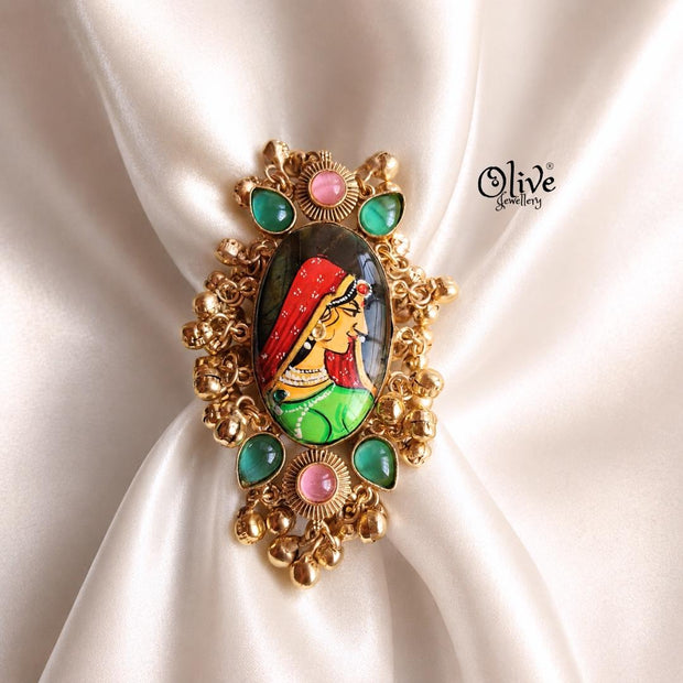 Natural Stone Tanjore Finger Ring -185