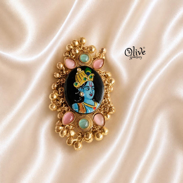 Natural Stone Tanjore Finger Ring -186