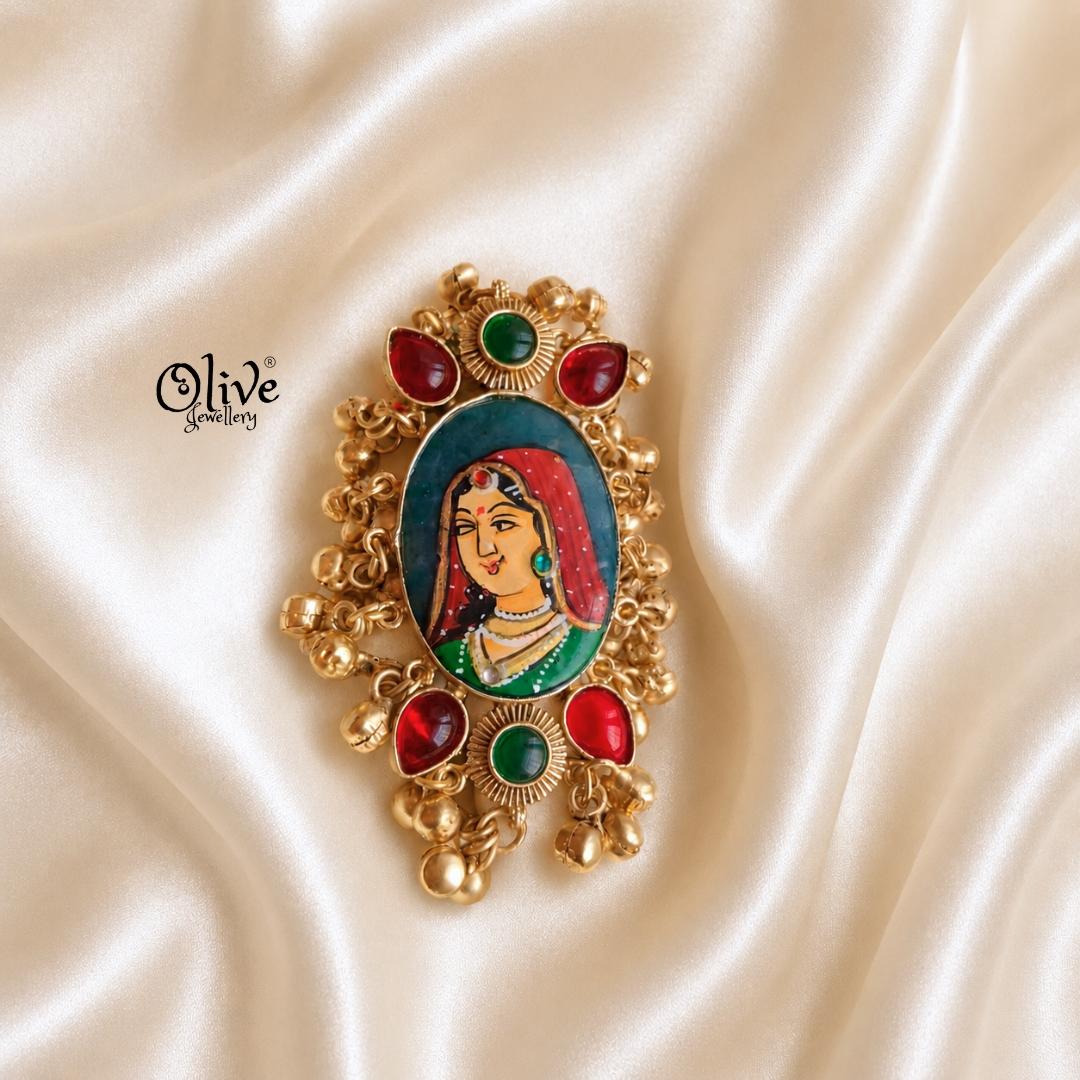 Natural Stone Tanjore Finger Ring -187