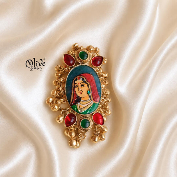 Natural Stone Tanjore Finger Ring -187