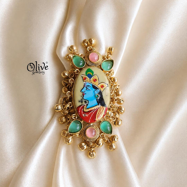 Natural Stone Tanjore Finger Ring -188